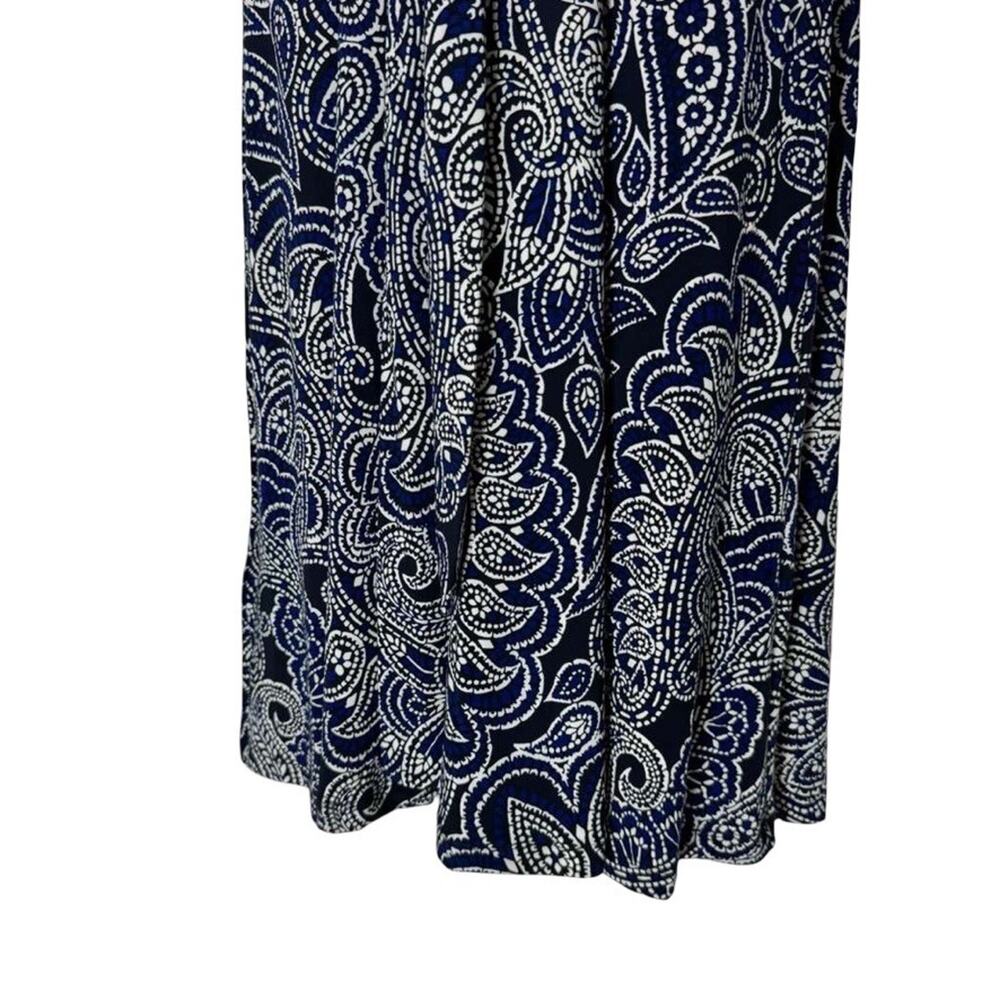 Harper Rose Womens Blue Jersey Knit Floral Wrap Look Puff Sleeve Midi Dress sz 4 - Picture 16 of 16